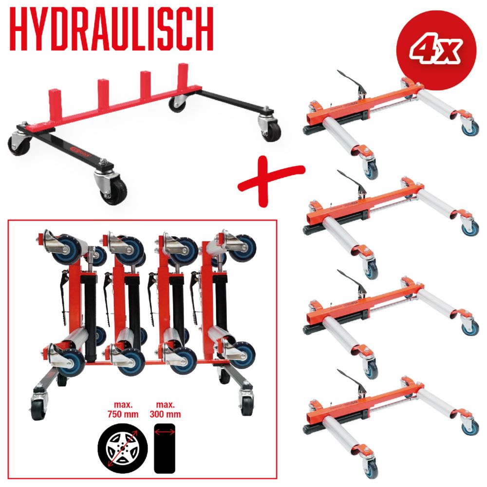 Produktbild KS Tools Aufbewahrungsgestell mit vier hydraulischen Rangierhilfen performance bild 2