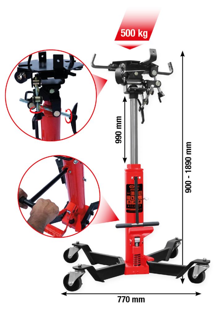 Produktbild KS Tools Getriebeheber performance Hydraulik mit Tisch 500 kg