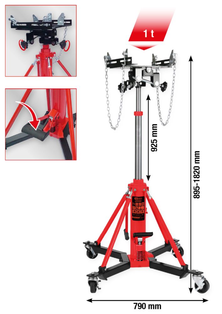Produktbild KS Tools Getriebeheber performance Hydraulik mit Tisch 1000 kg