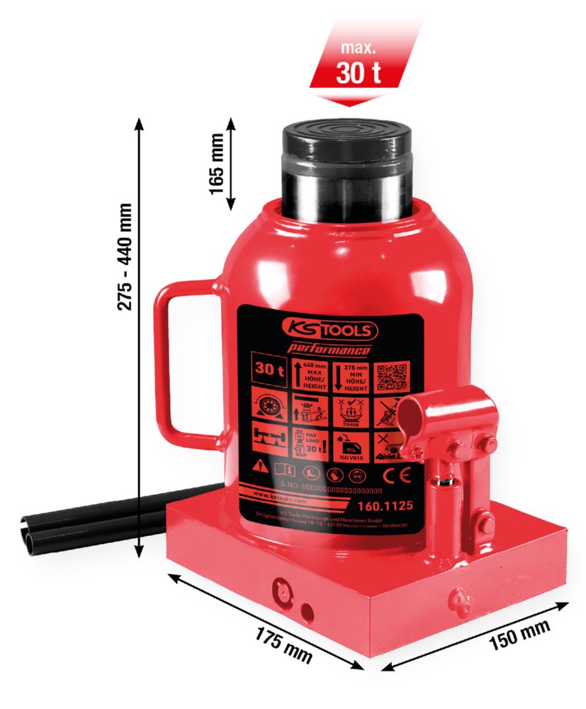 Produktbild KS Tools Hydraulischer Flaschenwagenheber bis 30000 kg Hubhöhe 275 bis 440 mm bild 2