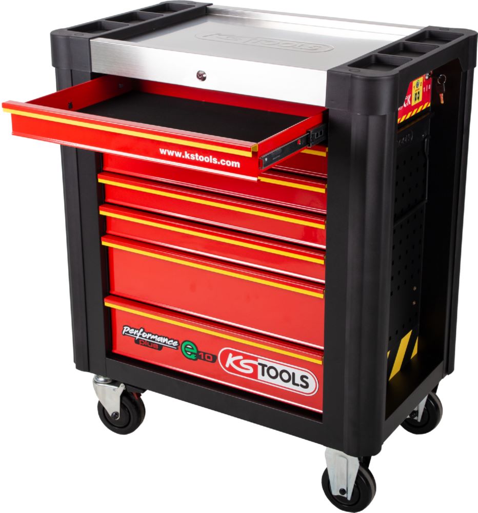 Produktbild KS Tools PERFORMANCEplus e10 SCHWARZ/ROT Werkstattwagen 7 Schubladen 853 x 1026 x 527 mm
