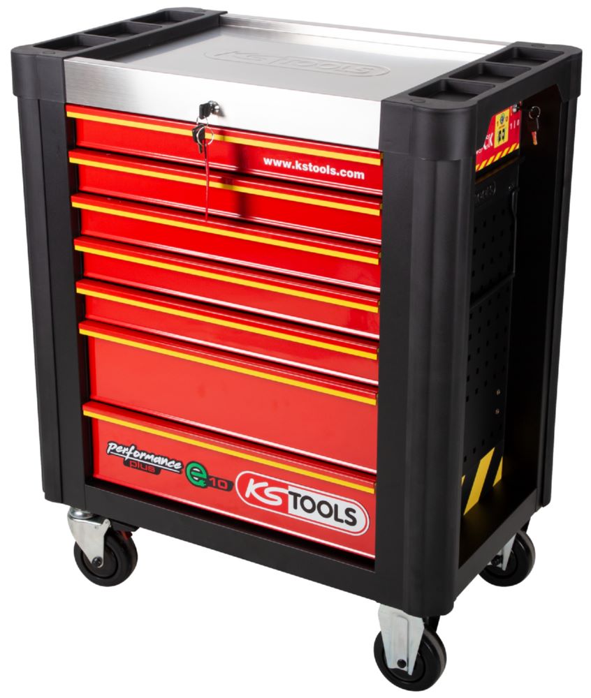 Produktbild KS Tools PERFORMANCEplus e10 SCHWARZ/ROT Werkstattwagen 7 Schubladen 853 x 1026 x 527 mm bild 2