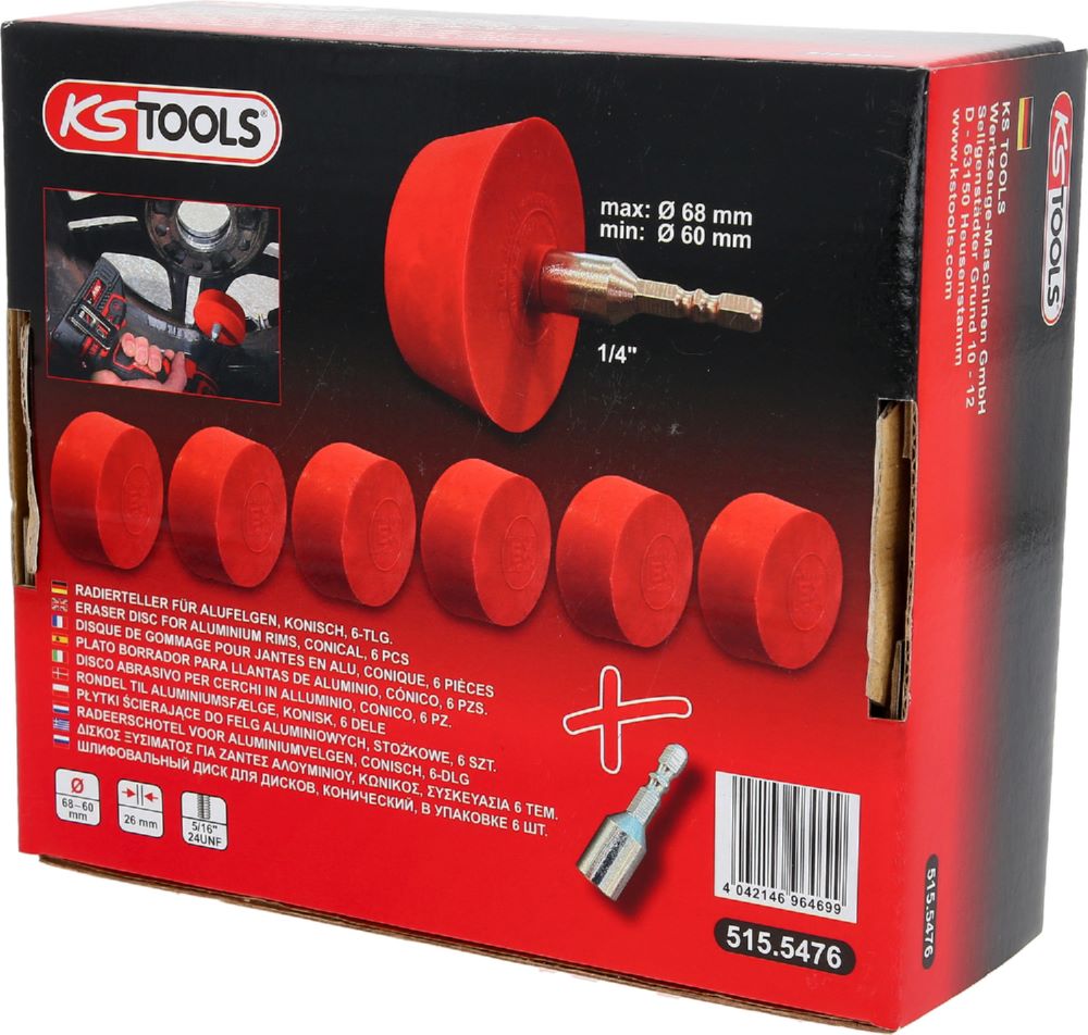 Produktbild KS Tools KFZ Radierteller für Alufelgen konisch 6er Pack bild 5