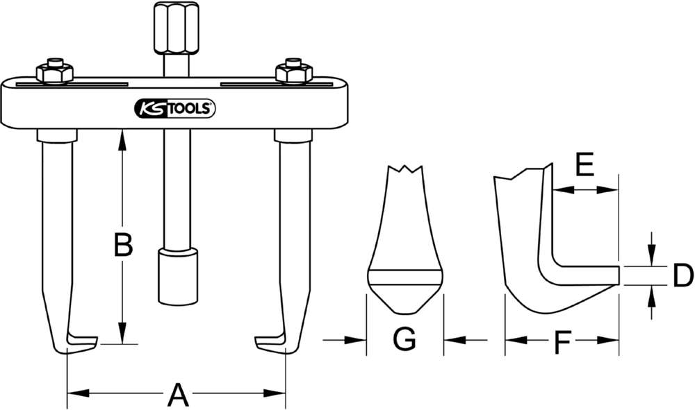 Produktbild KS Tools Scheibenwischarm Abzieher 2 armig 20 - 60 mm bild 5