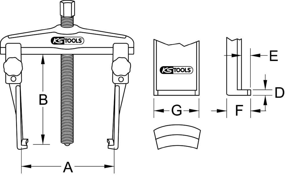 Produktbild KS Tools Schnellspann Universal Abzieher 2 armig Spannweite A 50 bis 160mm bild 2