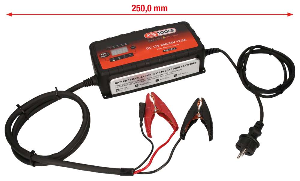 Produktbild KS Tools 12V + 24V SMARTcharger Hochfrequenz Batterieladegerät 25 A und 12,5 A
