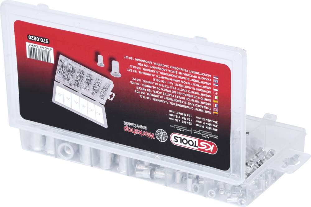 Produktbild KS Tools Sortiment Gewindenieten Aluminium M3 x 9 mm - M10 x 21 mm 150 Teile bild 4