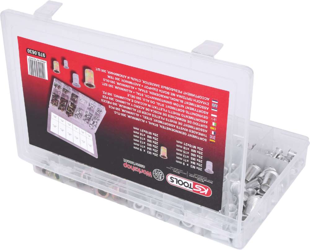 Produktbild KS Tools Sortiment Gewindenieten Stahl und Aluminium M3 x 9mm - M10 x 21 mm 300 Teile bild 3