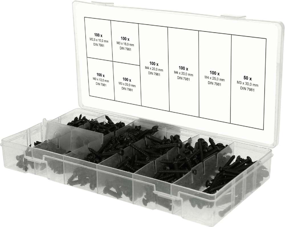 Produktbild KS Tools Sortiment Linsenkopf Blechschrauben M2,5 bis M3 750 teilig bild 2