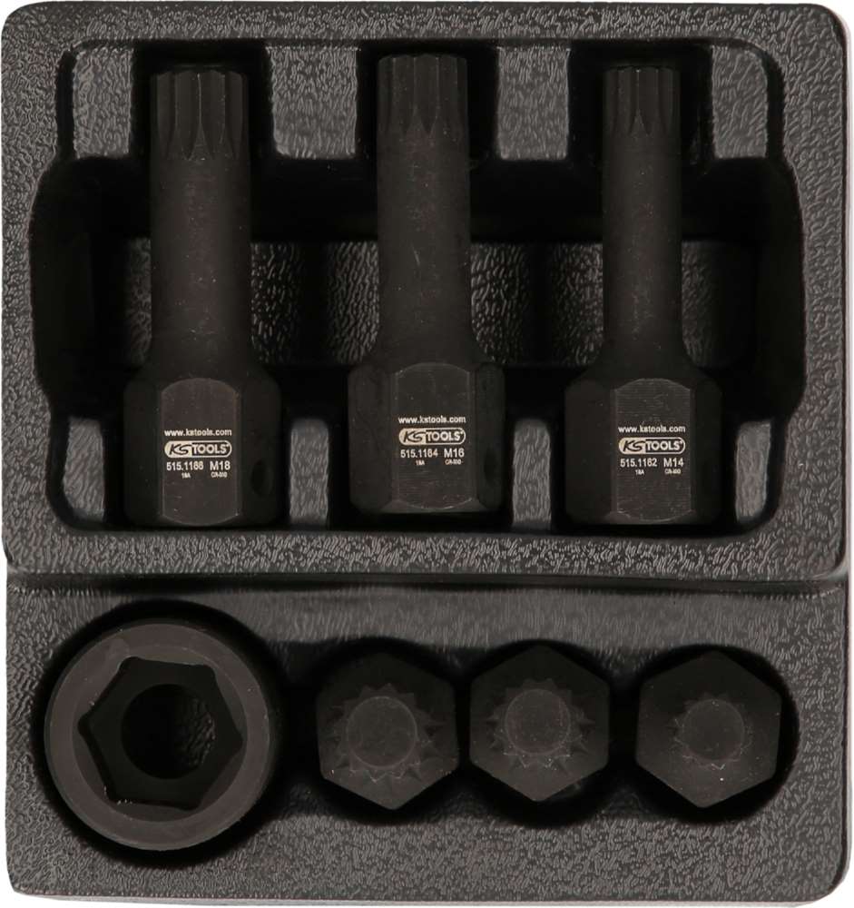 Produktbild KS Tools 1/2 Zoll Spezial Kraft Bit Stecknuss Satz Vielzahn 7 Teile M14 - M18 bild 16