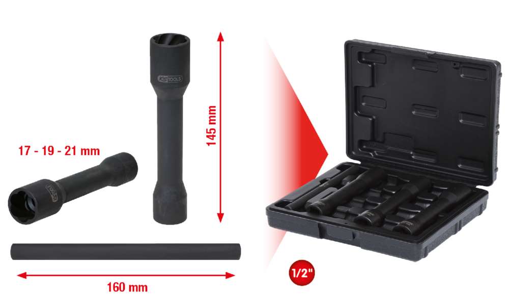 Produktbild KS Tools 1/2 Zoll Spiral Profil Kraft Stecknuss Satz XL 4 teilig 17 bis 21mm bild 7