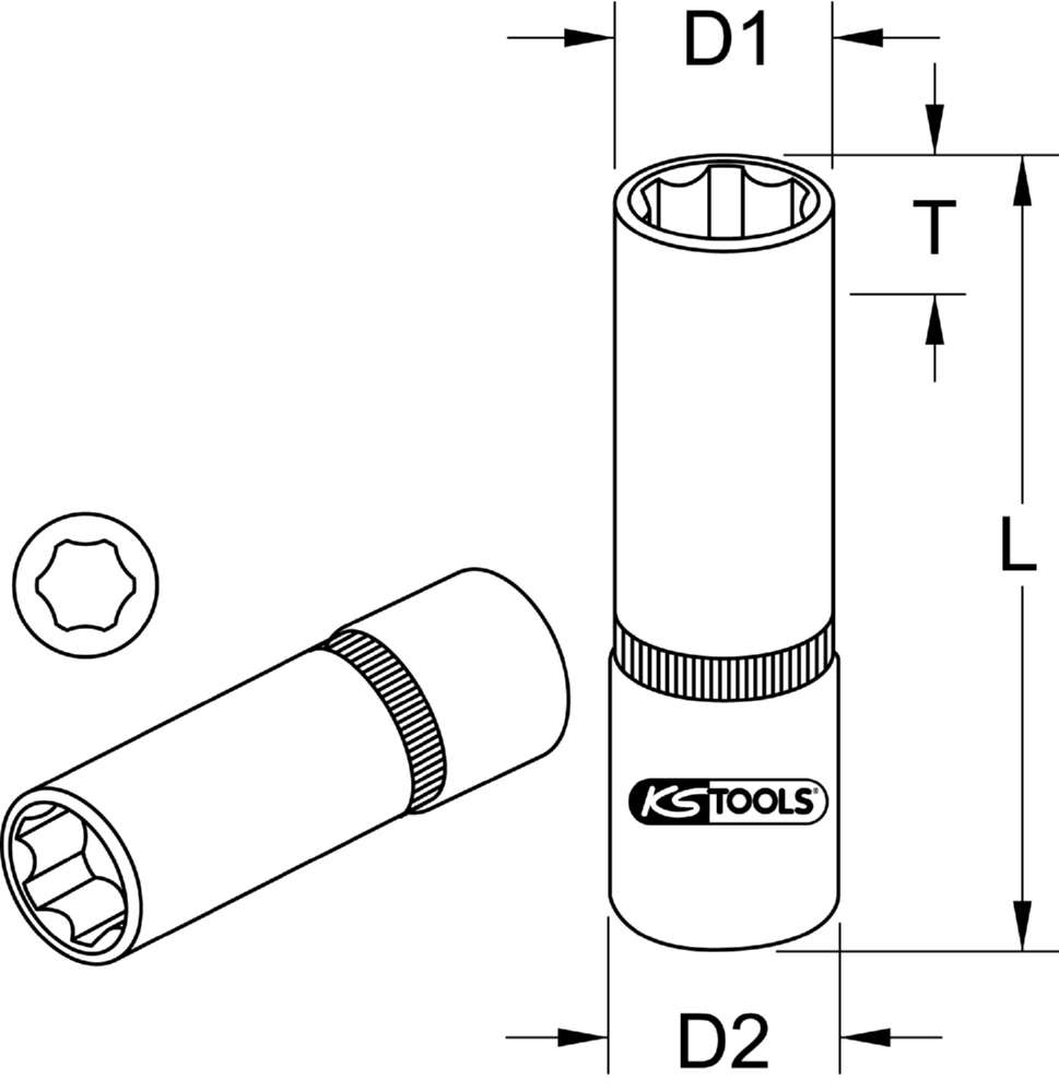 Produktbild KS Tools 1/2 Zoll Stecknüsse Länge 76 mm Schlüsselweite 27 mm bild 2