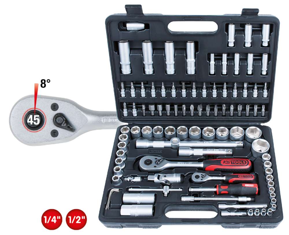 Produktbild KS Tools 1/4 Zoll + 1/2 Zoll Steckschlüssel-Satz 96 Teile bild 3