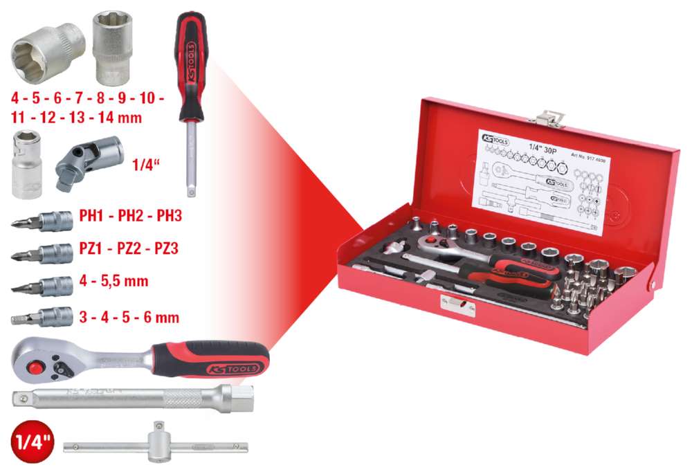 Produktbild KS Tools 1/4 Zoll Steckschlüssel-Satz 30 Teile bild 2