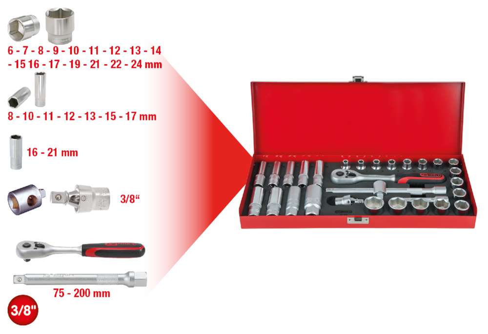 Produktbild KS Tools 3/8 Zoll Steckschlüssel-Satz 30 Teile bild 5