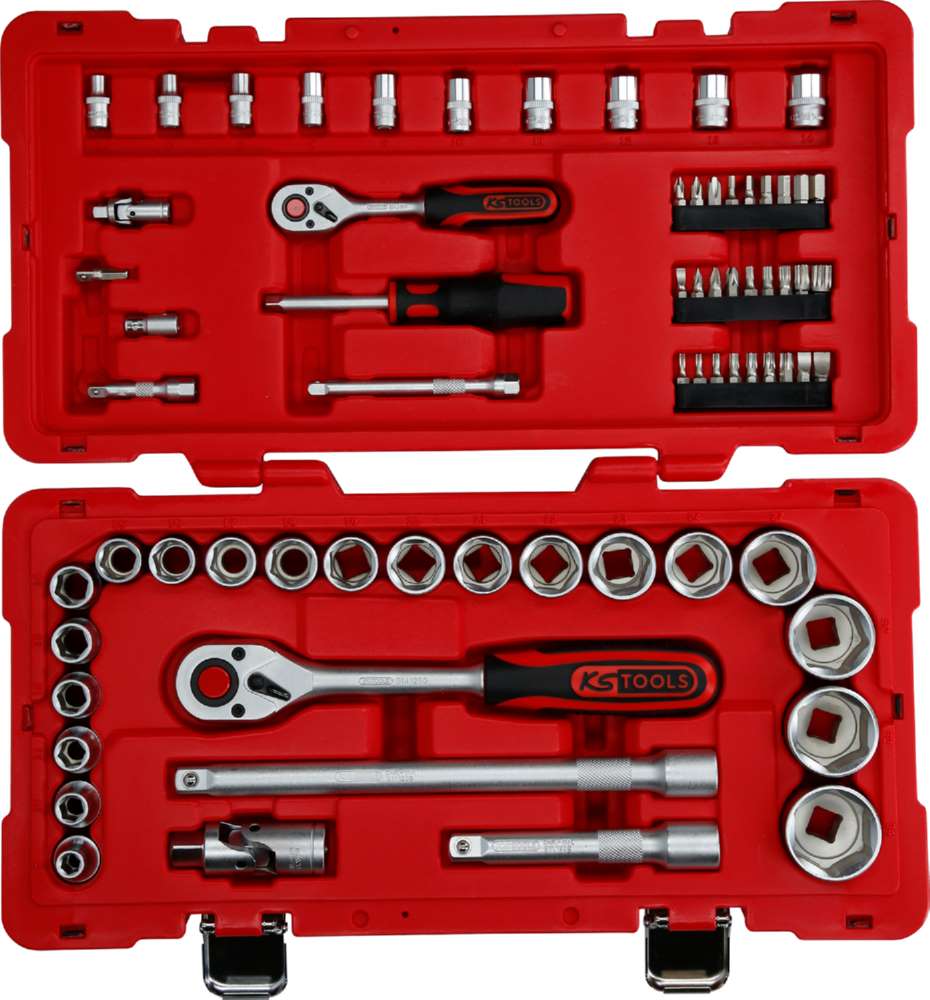 Produktbild KS Tools 1/4 Zoll + 1/2 Zoll Steckschlüssel-Satz 68 Teile bild 3