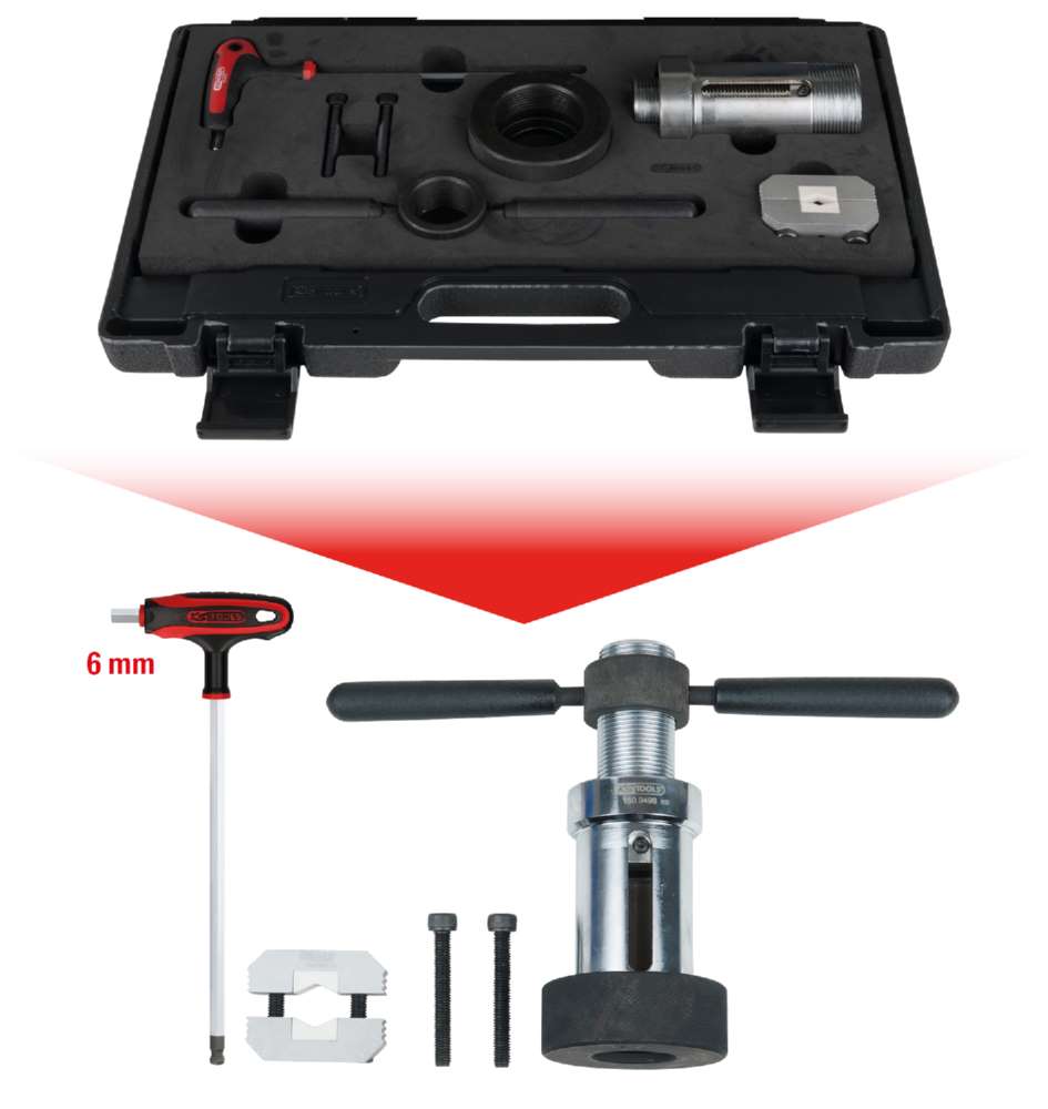 Produktbild KS Tools Stoßdämpfer Montagehilfe Satz für Stoßdämpfer mit Zuganschlagfeder 7 Teile