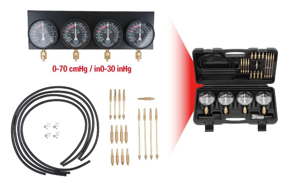Produktbild KS Tools Synchron Vergaser Testgerät mit 4 Synchronuhren 28 Teile bild 6