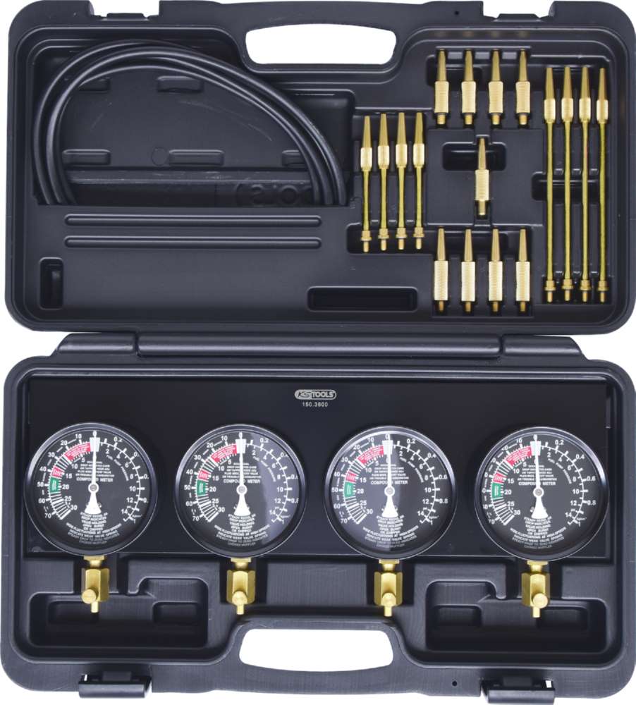Produktbild KS Tools Synchron Vergaser Testgerät mit 4 Synchronuhren 28 Teile
