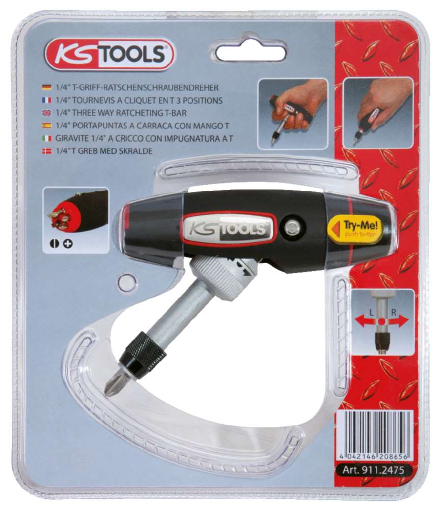 Produktbild KS Tools Ratschen Bit Schraubendrehersatz T-Griff 1/4 Zoll 7 Teile bild 6