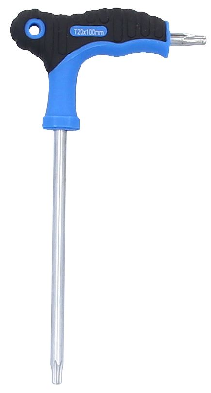 Produktbild Brilliant Tools Winkelstiftschlüssel Torx mit Stirnlochbohrung T20 x 100 mm T Griff bild 1