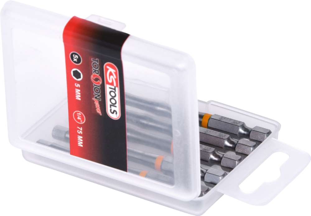 Produktbild KS Tools 1/4 Zoll TORSIONpower Bit Innensechskant Länge 75mm Profil 5mm 5er Pack bild 4