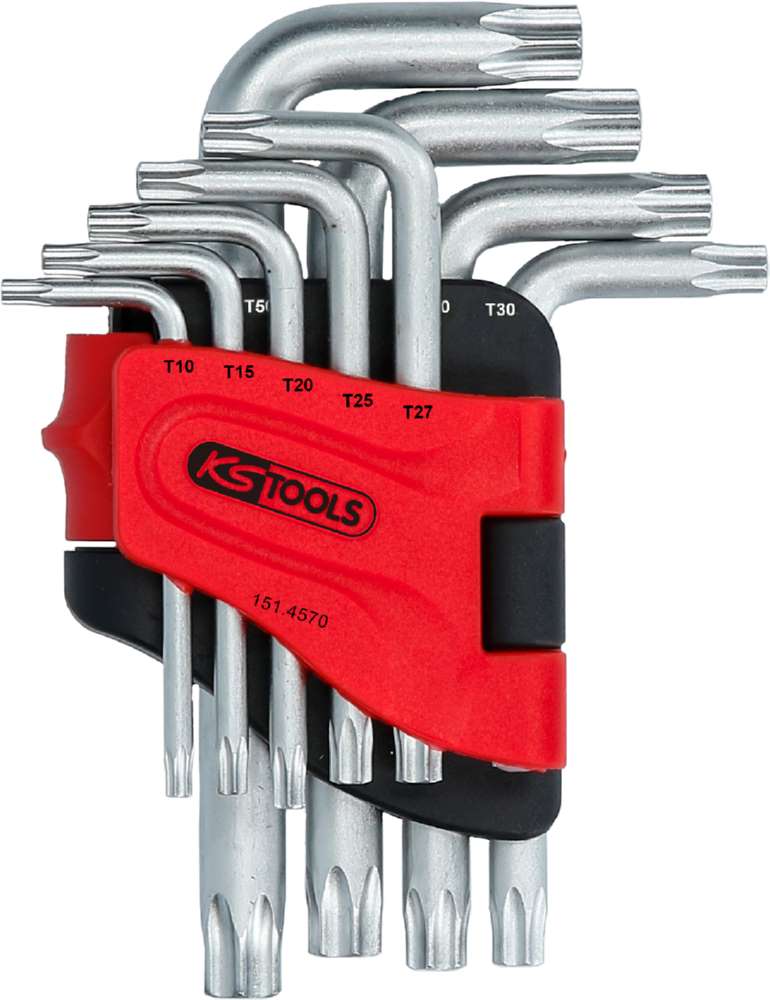 Produktbild KS Tools Winkelstiftschlüsselsatz Torx mit Bohrung kurz 9 Teile