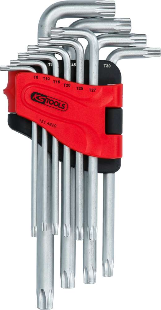 Produktbild KS Tools Winkelstiftschlüsselsatz Torx mit Bohrung lang 9 Teile