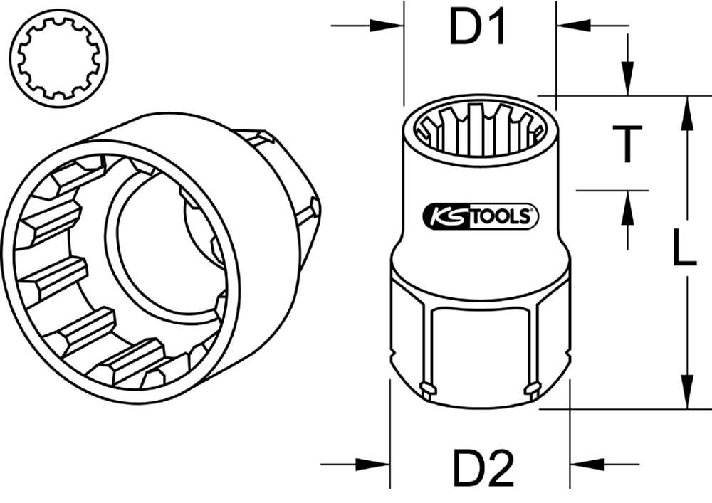 Produktbild KS Tools 19 mm Aufnahme TRIPLEplus Durchgangs-Stecknuss Schlüsselweite 18 mm bild 2