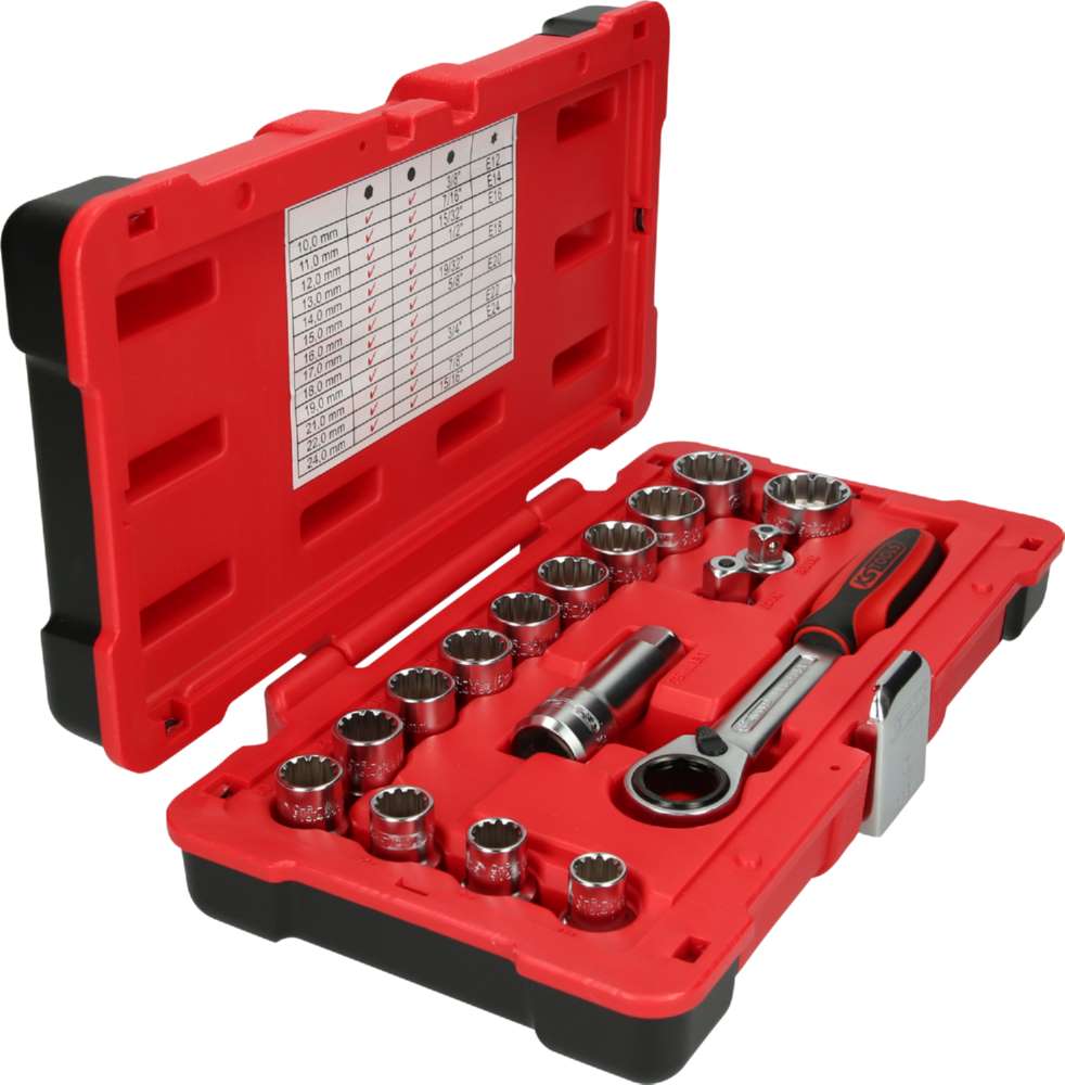 Produktbild KS Tools 3/8 Zoll + 1/2 Zoll TRIPLEplus Durchgangs-Steckschlüssel-Satz 17 Teile bild 4