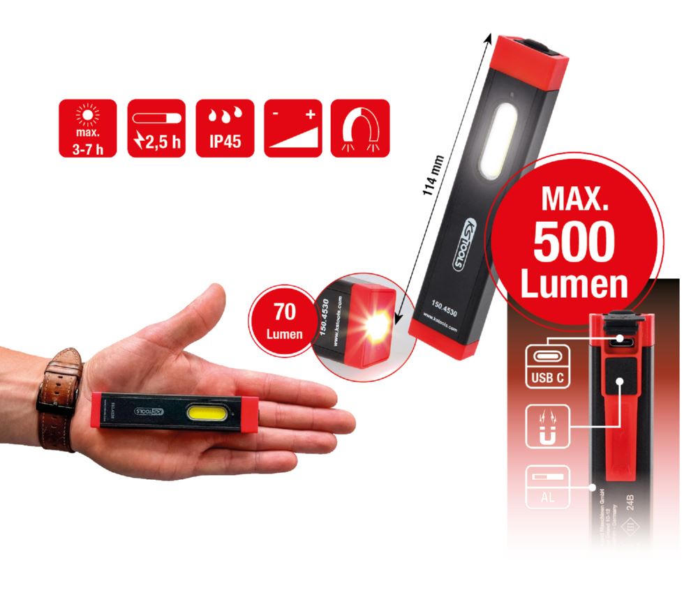Produktbild KS Tools LED-Inspektionslampe UltimateBEAM Aluminium Li-Ion 500 Lumen