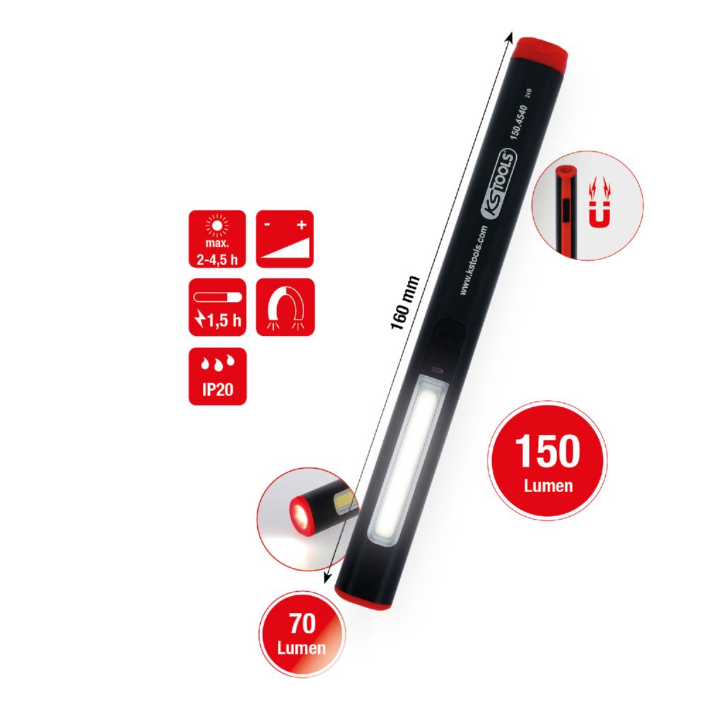 Produktbild KS Tools LED-Stiftlampe UltimateBEAM Aluminium Li-Ion 150 Lumen