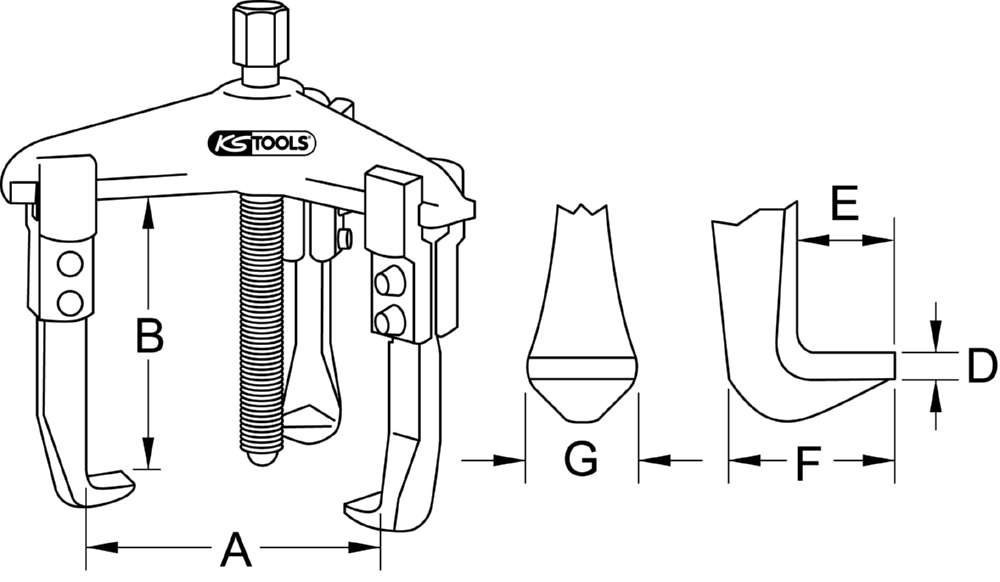 Produktbild KS Tools Universal Abzieher 3 armig Spannweite A 100 bis 380mm Spanntiefe B 200mm bild 6