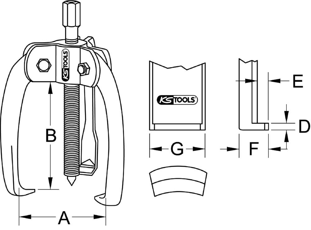 Produktbild KS Tools Universal Abzieher 3 armig Spannweite A 10 bis 60mm Spanntiefe B 45mm bild 2