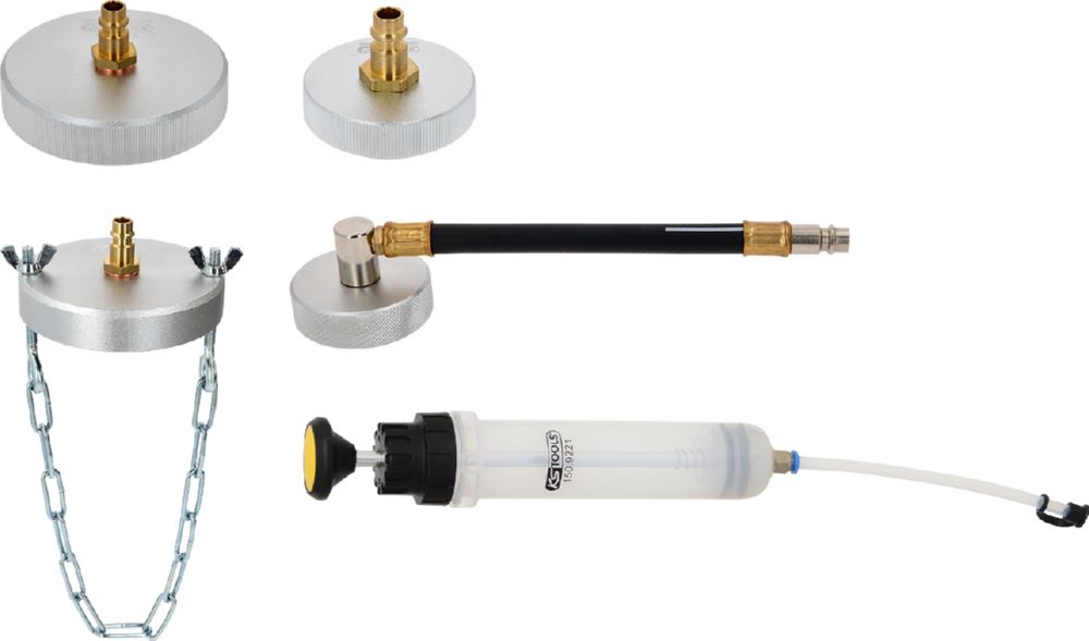 Produktbild KS Tools Universal Adapter Satz zur Bremsentlüftung mit Handpumpe 5 teilig