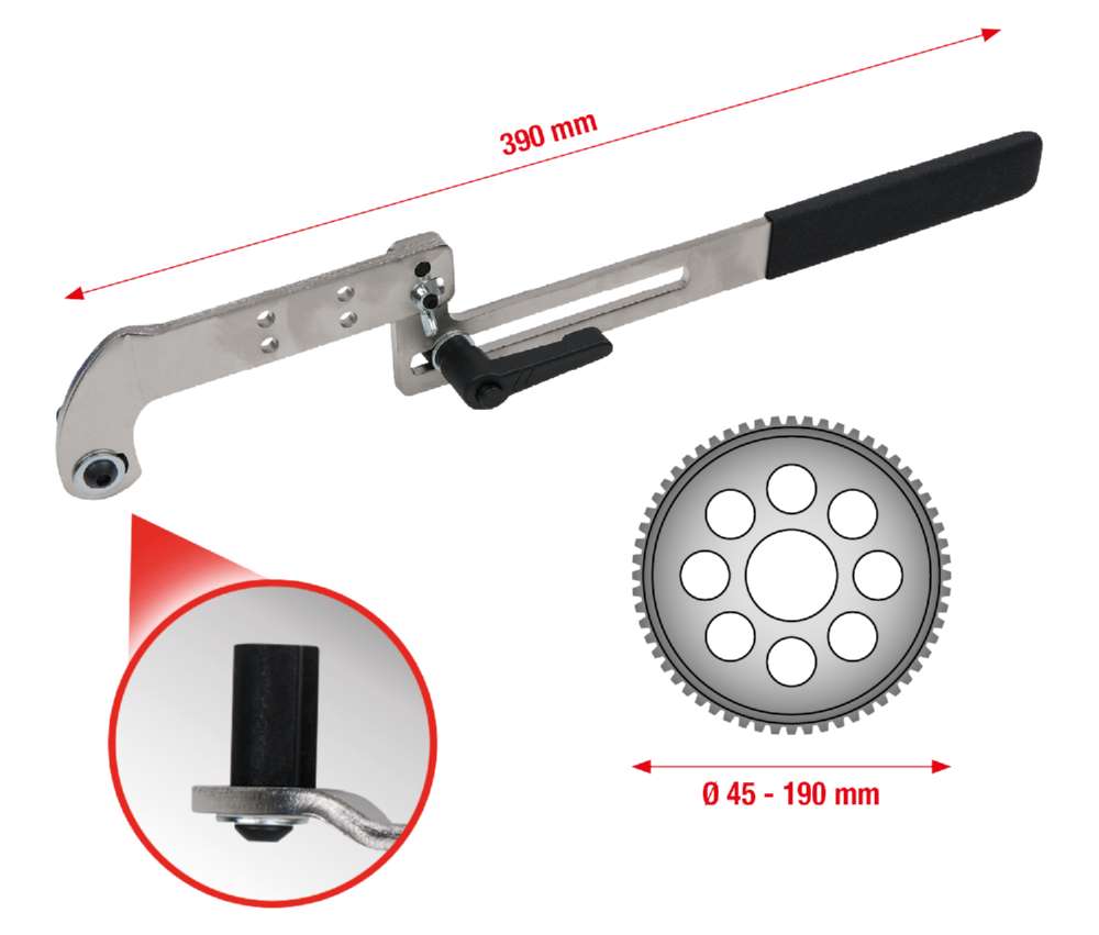 Produktbild KS Tools Universal Arretierwerkzeug Gegenhalter für Nockenwellenräder Länge 390 mm bild 9