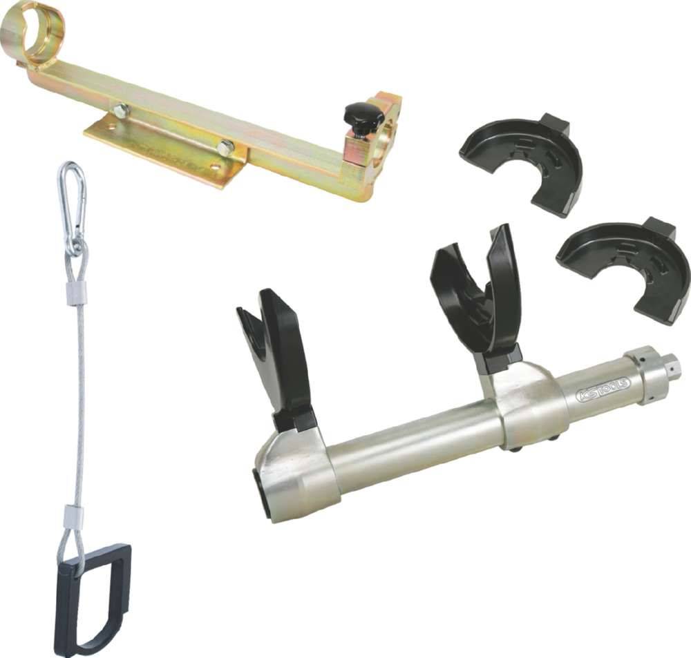 Produktbild KS Tools Universal Federspanner mit Fangseil und Schraubstockhalter