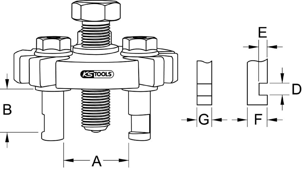 Produktbild KS Tools Universal Riemenscheiben Abzieher 3-armig Spannweite 30 - 60 mm bild 3