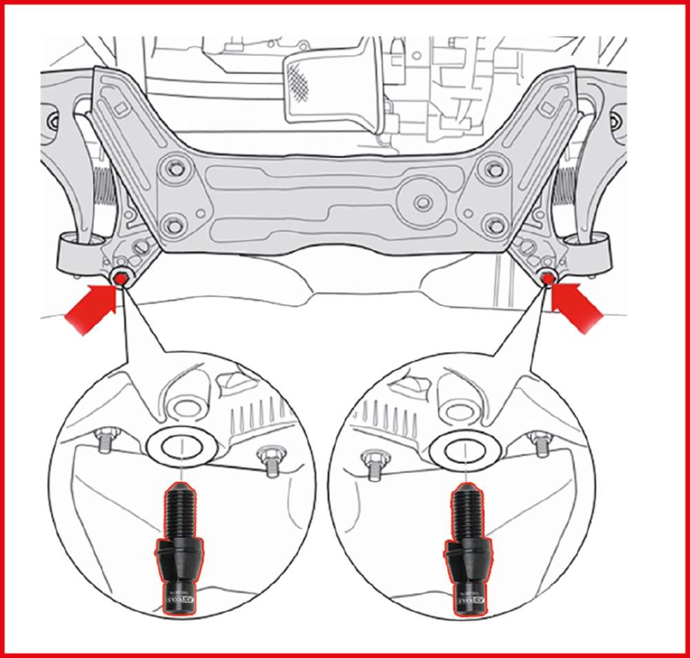 Produktbild KS Tools VAG Fixierbolzen Satz für Hilfsrahmen M12 x 1,5 4 Teile bild 3