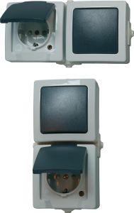 Produktbild Kopp Kombination AP/FR senkr. A/W+Steckd.,Nautic grau