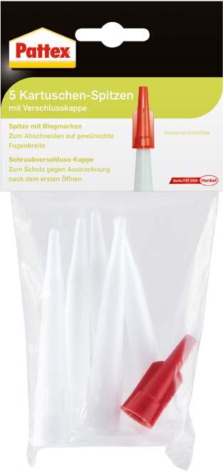 Produktbild PATTEX Kartuschenspitzen Beutel (5 Stück + Kappe)
