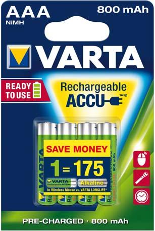 Produktbild VARTA Power Accu R2U AAA Micro, HR03, 800 mAh