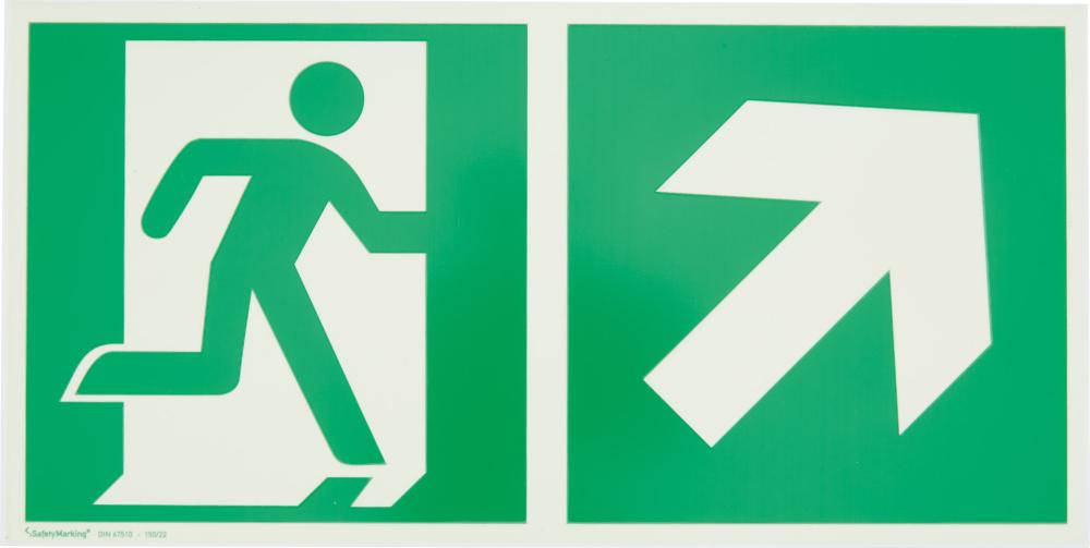 Produktbild Rettungsschild leuchtend Notausgang rechts 30 x 15 cm Alu