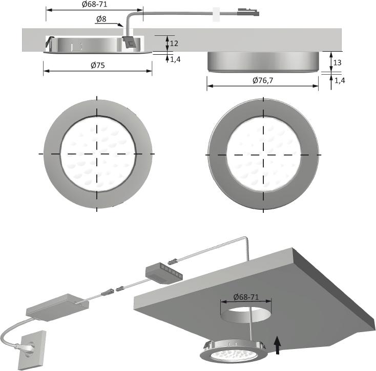 Produktbild Magic LED EcoPower L Edelstahl Opt.,nw, 12V, 3.2W, 1,8m bild 2