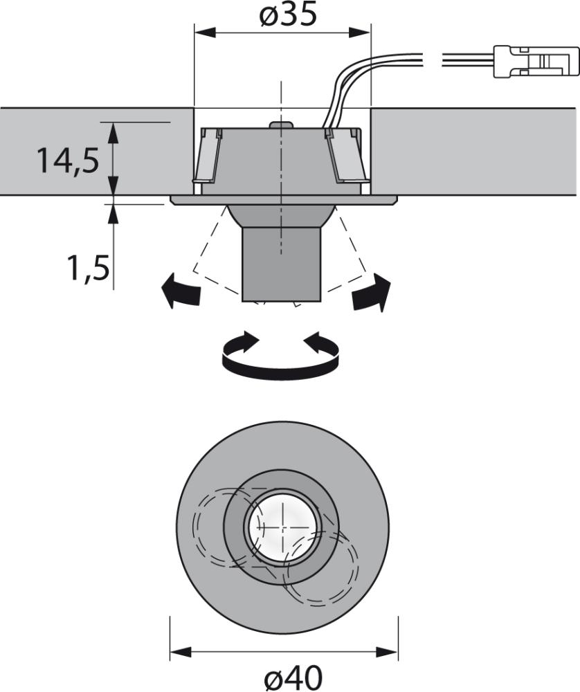Produktbild Magic LED S-Dot Alu Optik ww 12VDC, 1.2W, 1.8m LTG, M1 bild 2