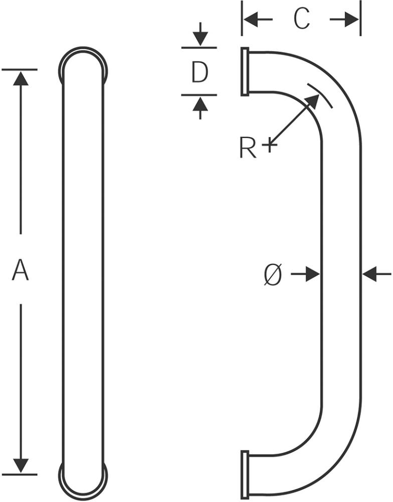 Produktbild FSB Haustür-Türgriff,gebogen,25mm,0 66 6670,350mm,F69 matt bild 2