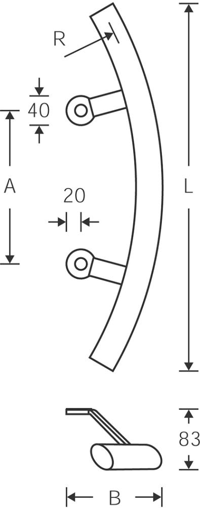 Produktbild FSB Haustür-Türgriff,gebogen, 0 66 6675,F69 matt bild 2