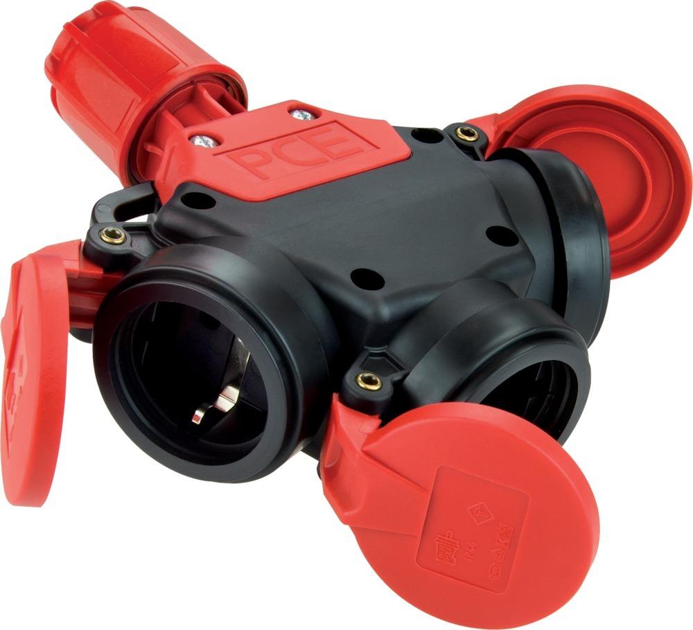 Produktbild PCE 3-Wege Kupplung IP 44 Vollgummi und Klappdeckel