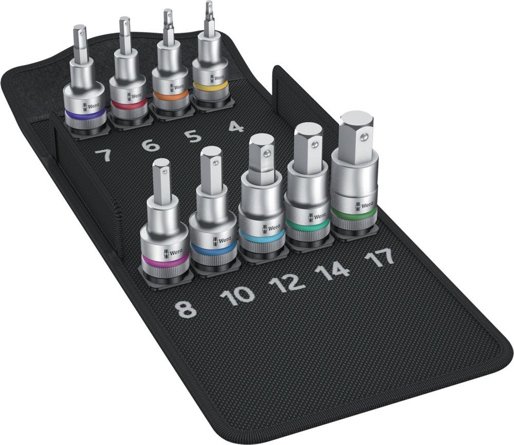 Produktbild Wera Schraubendreher-Einsatzgarnitur1/2" 9tlg. Hex mit Haltefunktion