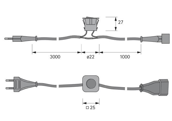 Produktbild Magic HV Einbauwippschalter 1x EFS 3m,Eurobuchse 1m bild 2